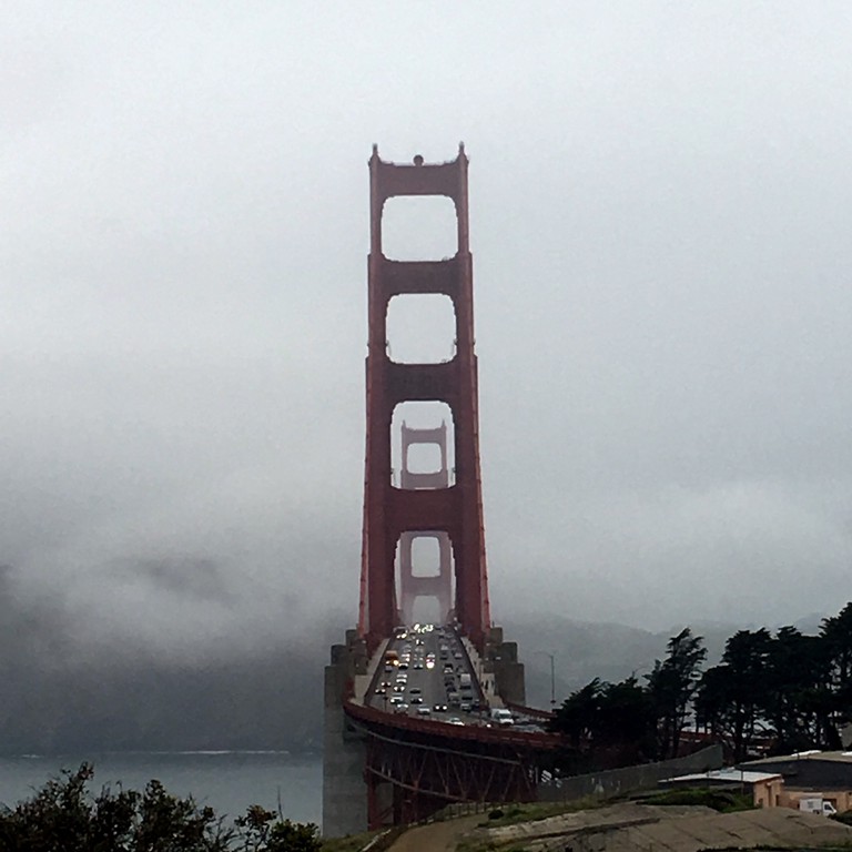 The Golden Gate Bridge in the fog