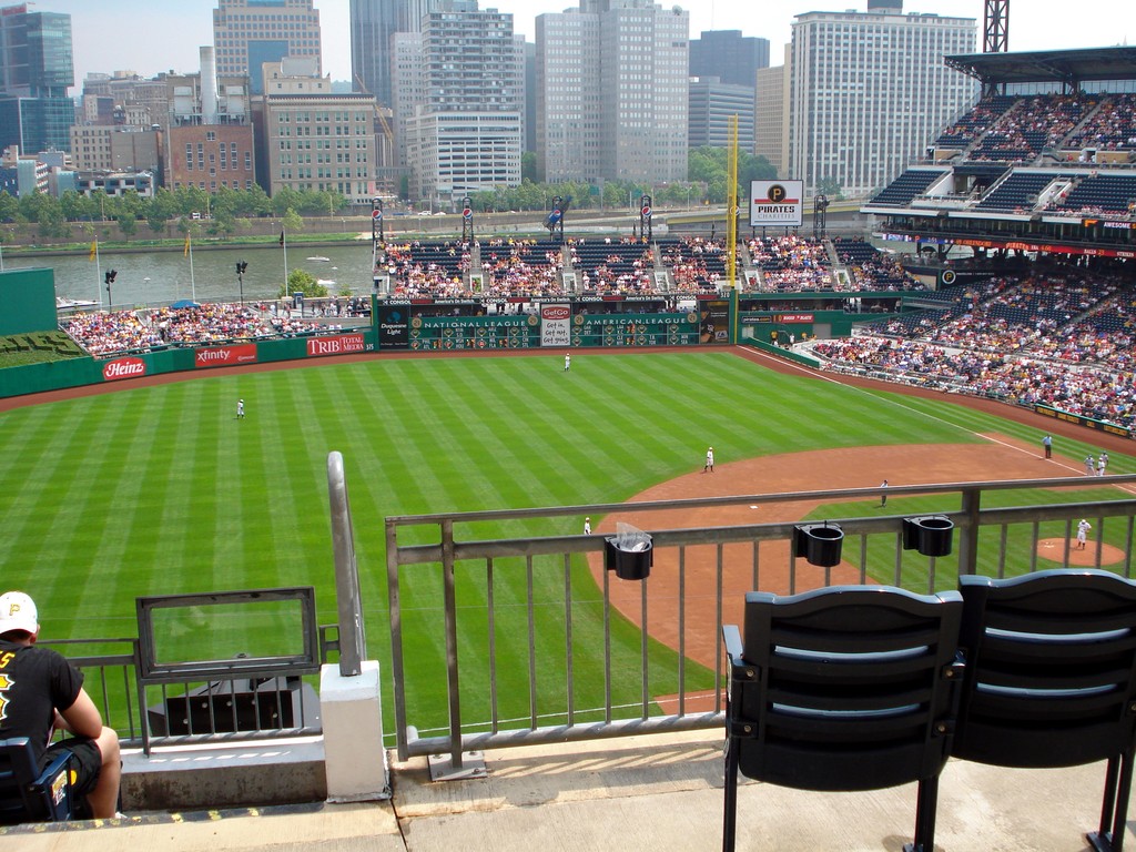 The view from the left field foul line at PNC Park